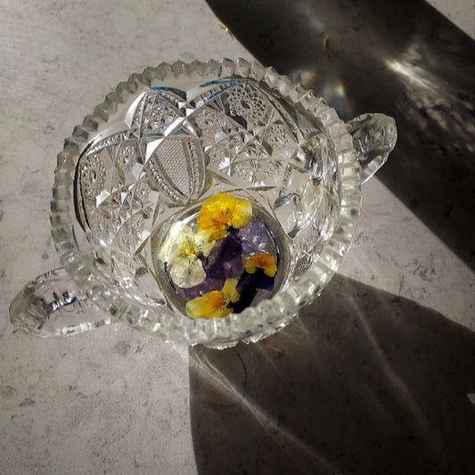 Antique Crystal Pressed Flower Goblet🪷